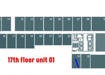 Floor plan of the 17th floor showing unit 01 layout