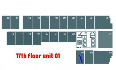 Floor plan of the 17th floor showing unit 01 layout