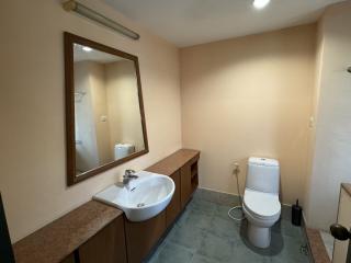 Spacious bathroom with modern fixtures