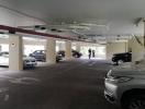 Spacious underground parking garage in residential building