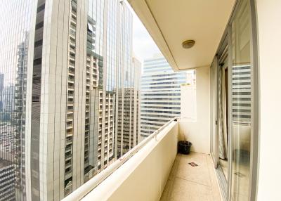 Apartment balcony with city views