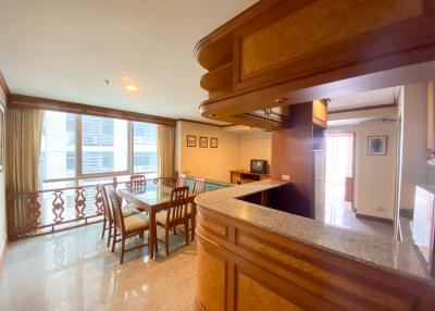 Spacious living room with dining area and open kitchen