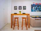 Cozy and modern dining area adjacent to the living room