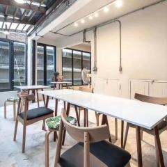 Modern dining area with industrial design elements