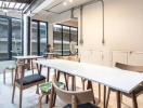 Modern dining area with industrial design elements