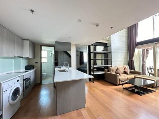 Modern open-plan kitchen and living space with natural light