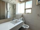 Modern bathroom with natural light