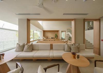 Spacious and modern living room with integrated kitchen