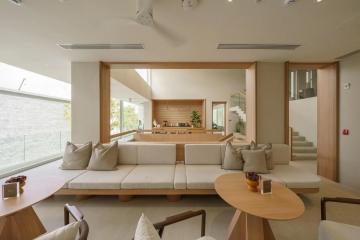 Spacious and modern living room with integrated kitchen