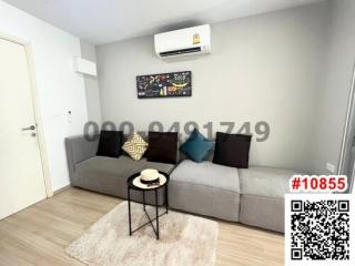 Cozy modern living room with sofa and air conditioning
