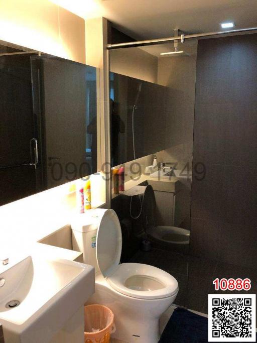 Modern bathroom interior with toilet and shower