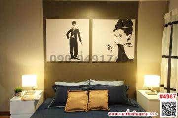 Elegant Bedroom with Iconic Celebrity Artwork