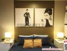 Elegant Bedroom with Iconic Celebrity Artwork