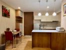 Modern kitchen with dining area in a cozy apartment