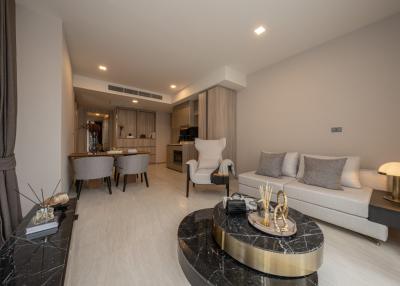 Modern living room with open concept to the kitchen