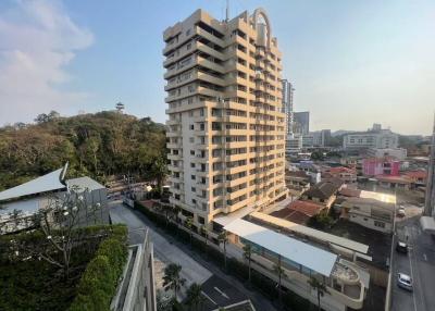 Exterior view of a multi-story residential building in an urban area