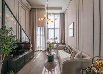 Modern living room with elegant decor and natural light