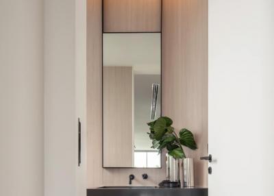 Modern bathroom interior with elegant sink and mirror
