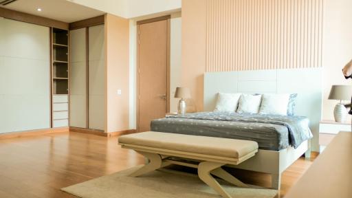 Modern bedroom with elegant design and wooden flooring