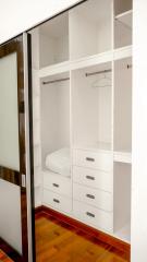 Built-in closet in a modern bedroom