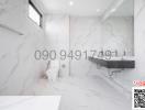 Modern bathroom with marble finish and contemporary fixtures