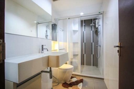 Modern bathroom with walk-in shower