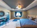 Elegant Bedroom with Stylish Interior and Ample Lighting