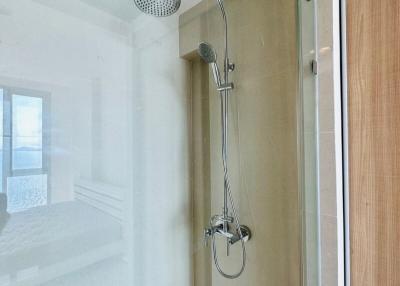 Modern bathroom with a glass shower enclosure