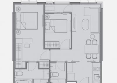 Floor plan of a residential apartment with multiple rooms