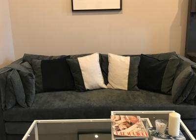 Cozy living room with comfortable sofa and modern coffee table