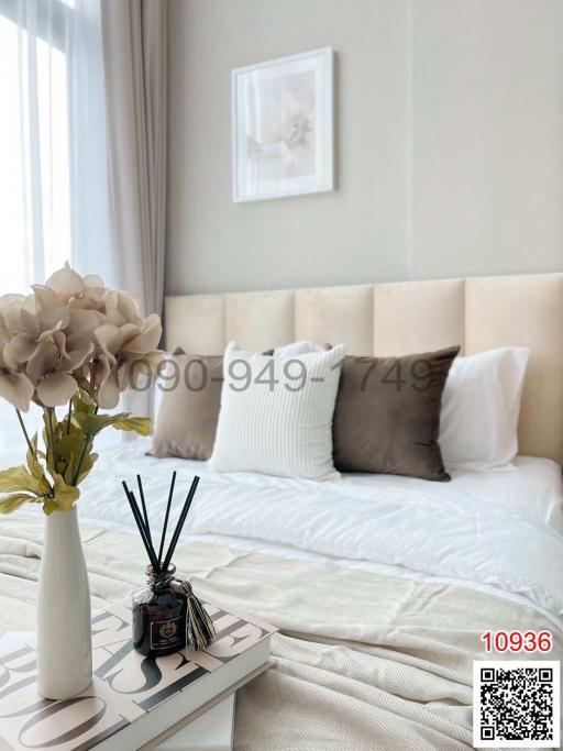 Elegantly designed bedroom with a comfortable bed and decorative accents