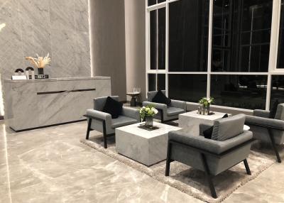 Elegant modern lobby area with seating arrangement