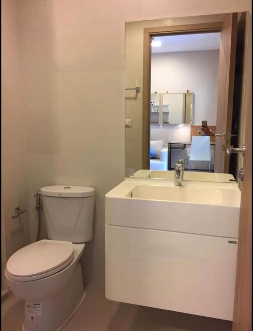 Modern bathroom interior with toilet and sink