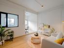 Spacious living room with contemporary furniture and ample natural light