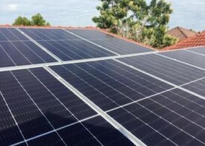 Solar panels installed on the roof of a building