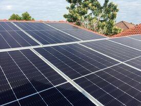 Solar panels installed on the roof of a building