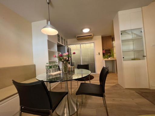 Modern dining area with open kitchen layout