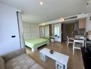 Spacious studio apartment with integrated living, kitchen and sleeping area