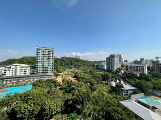 Scenic cityscape view from property showing surrounding buildings and greenery