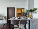 Modern kitchen with breakfast bar and stylish decor