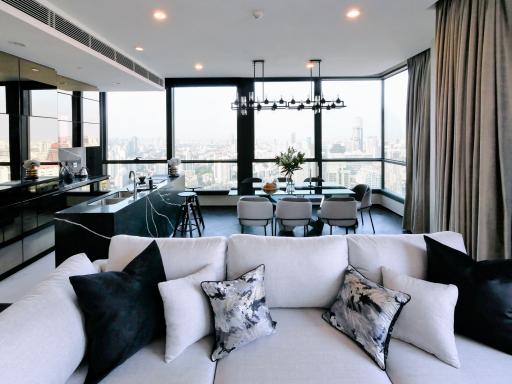 Modern living room with city view