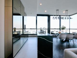 Modern kitchen with open plan extending into the dining area