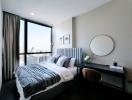 Modern bedroom with city view