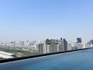 Infinity pool with city skyline view from a high-rise building