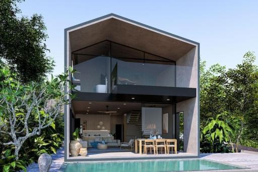 Modern two-story house with pool