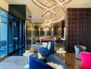 Elegant hotel lobby with luxurious furnishings and modern design