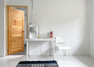 Minimalist kitchen with white walls and modern design