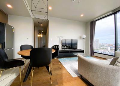 Modern living room with city view