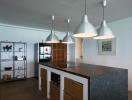 Modern kitchen with island and pendant lighting