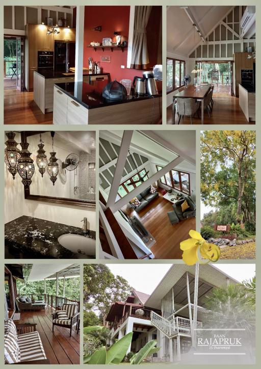 Collage of various rooms and outdoor spaces in a residential property